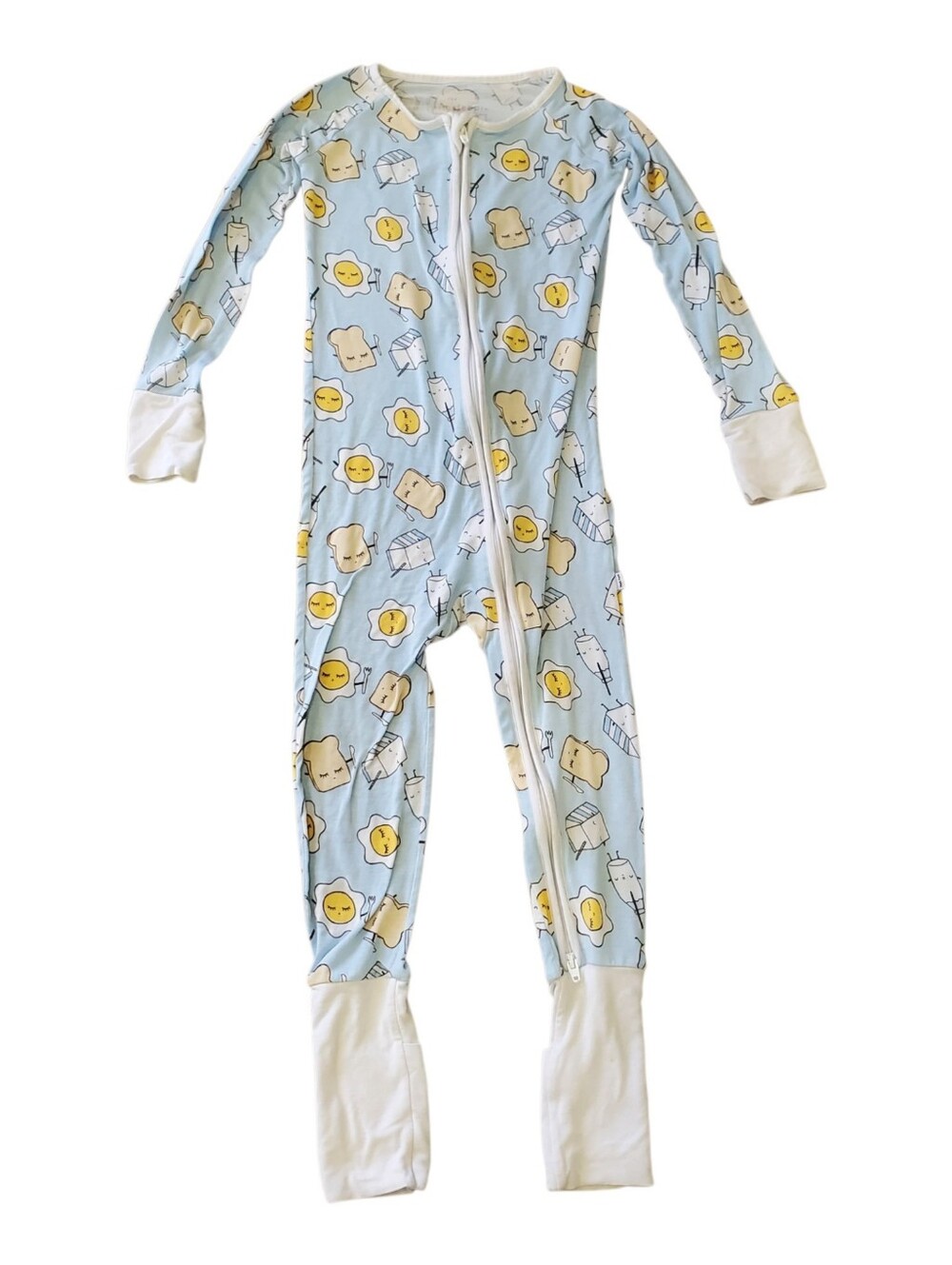 Little Sleepies Blue Breakfast Buddies Zippy Toddler Size 3T